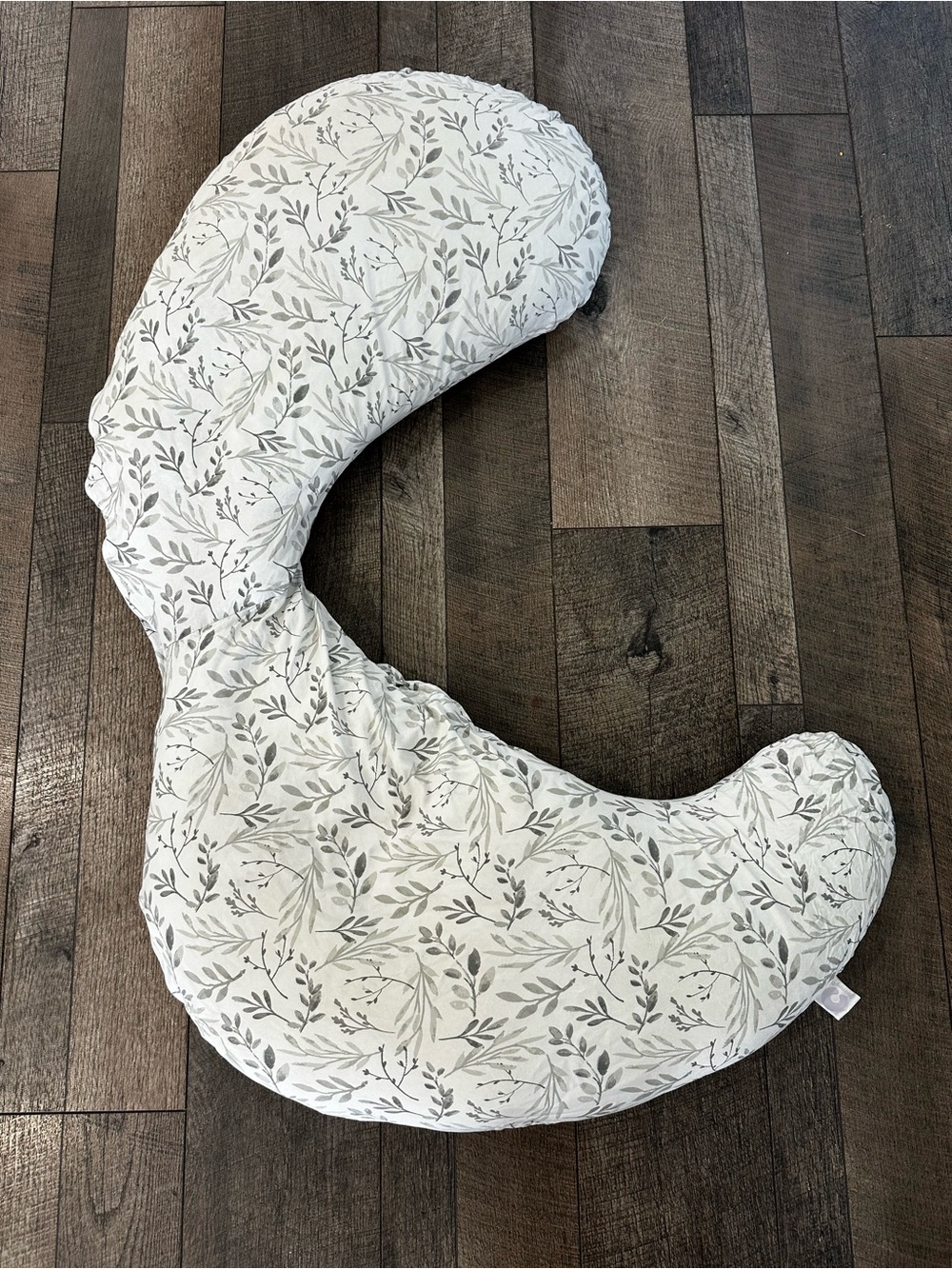 Boppy Total Body Pillow with Removable Pillow Cover - Gray Wispy Leaves.